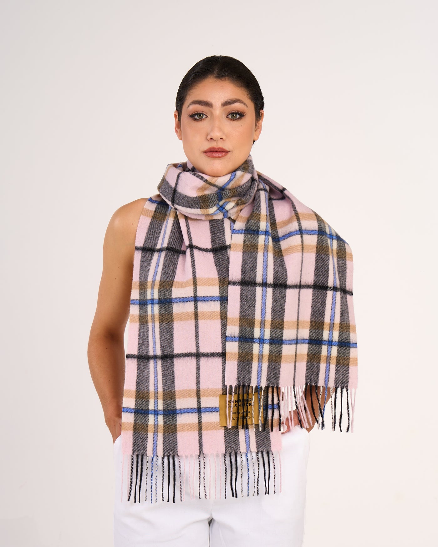 100% Pure Lambswool Scarf Thomson Camel/Light Grey
