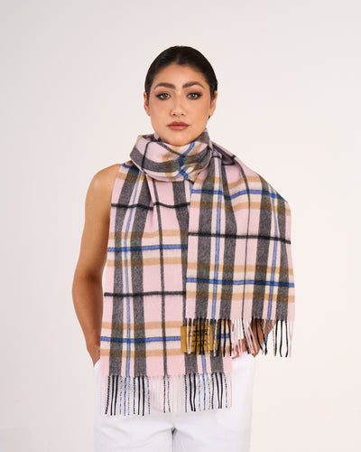 100% Pure Lambswool Scarf Thomson Camel/Light Grey