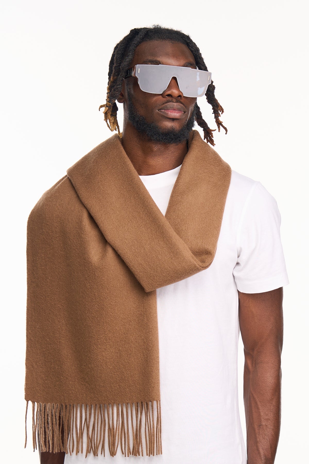 Lucchi Italy Plain Scarf Brown Oversized Wrap 100% Pure Lambswool