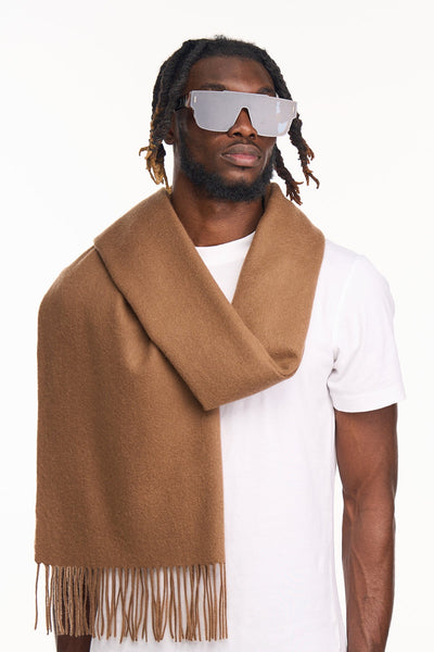 Lucchi Italy Plain Scarf Brown Oversized Wrap 100% Pure Lambswool