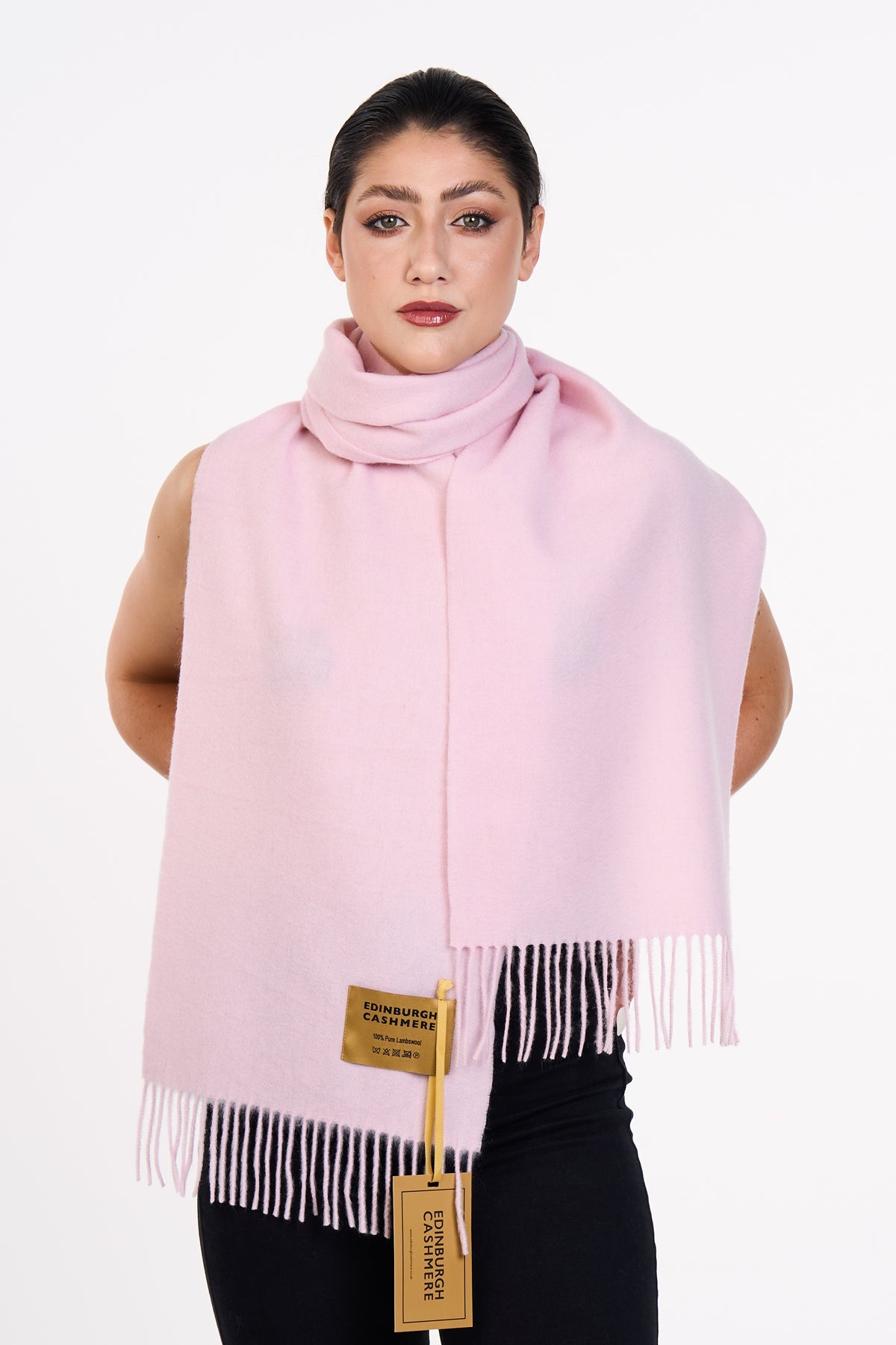 Lucchi Italy Scarf Plain Light Pink 100% Pure Lambswool