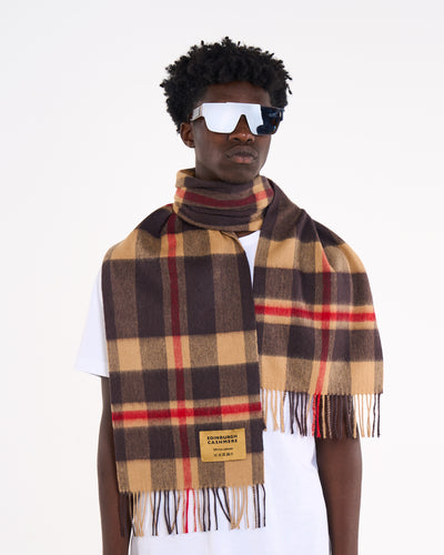 100% Pure Lambswool Scarf DC Camel/Black