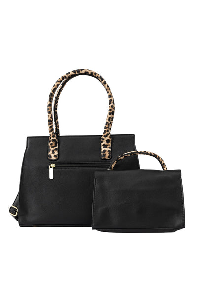Lucchi Italy Women's Handbag Design - Black/Leopard Print