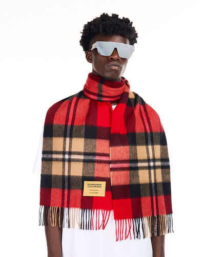 100% Pure Lambswool Scarf DC Red/Black