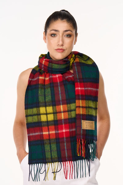 Lucchi Italy 100% Pure Cashmere Scarf Scottish Design Buchanan Tartan