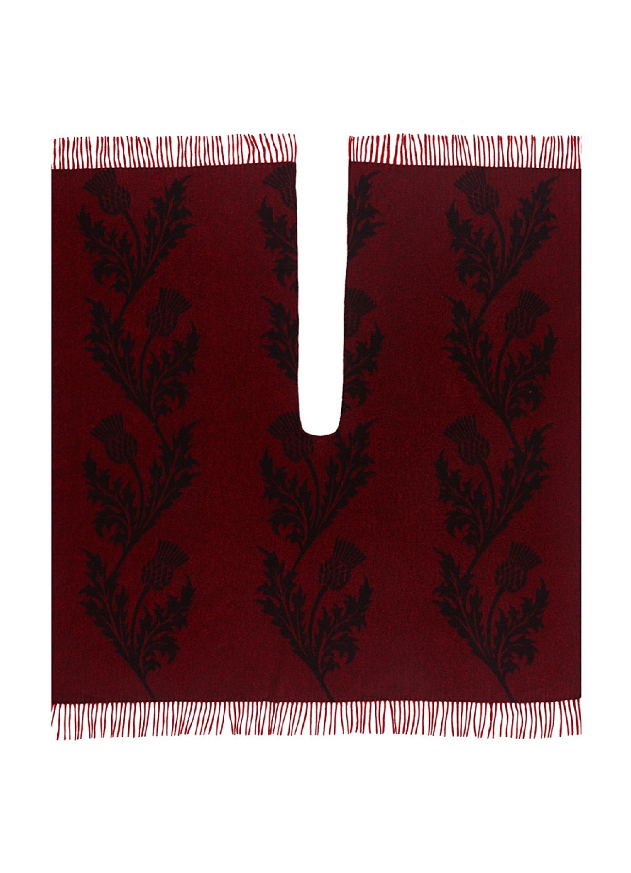 Lucchi Italy Cape Single Thistle Red Poncho 100% Pure Lambswool