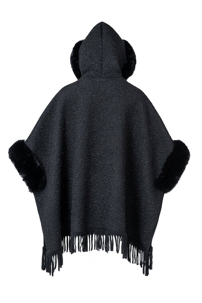 Lucchi Italy Women's Hooded Cape - Black