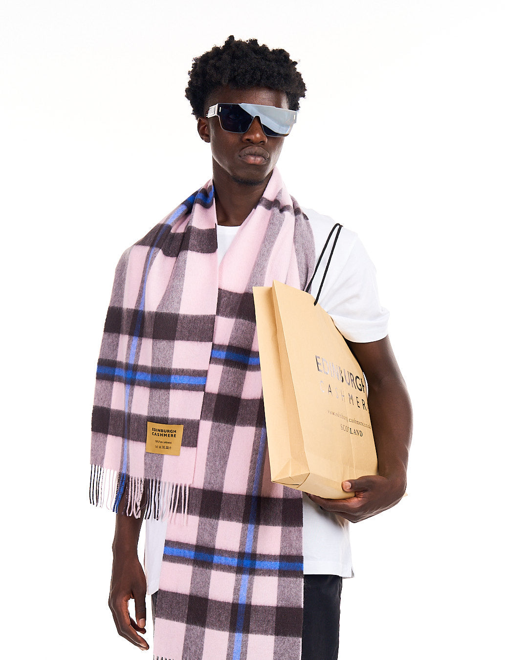 100% Pure Lambswool Scarf DC White/Black