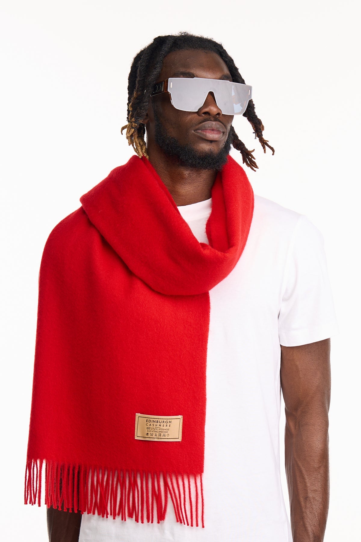 Lucchi Italy Plain Scarf Red Oversized Wrap 100% Pure Lambswool