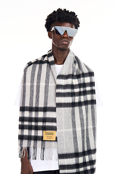 Lucchi Italy Cashmere Wool Scarf DC Check Luxury