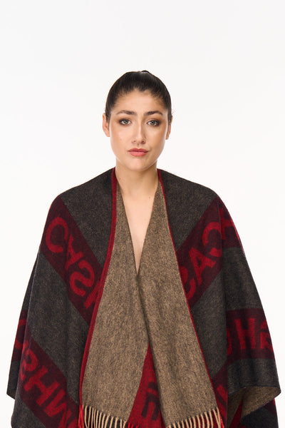 Lucchi Italy Edinburgh Red Cape 100% Pure Lambswool