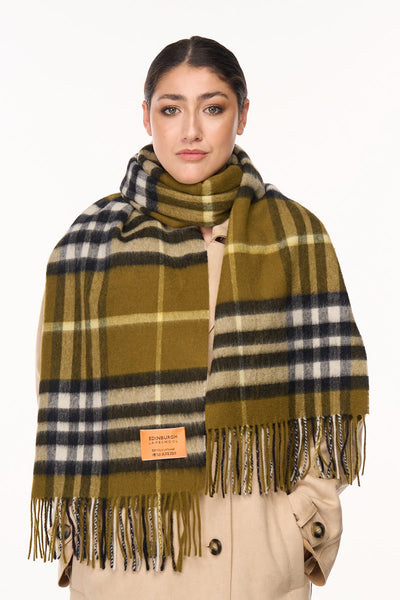 Lucchi Italy Scarf DC Classic Green Oversized Wrap 100% Pure Lambswool