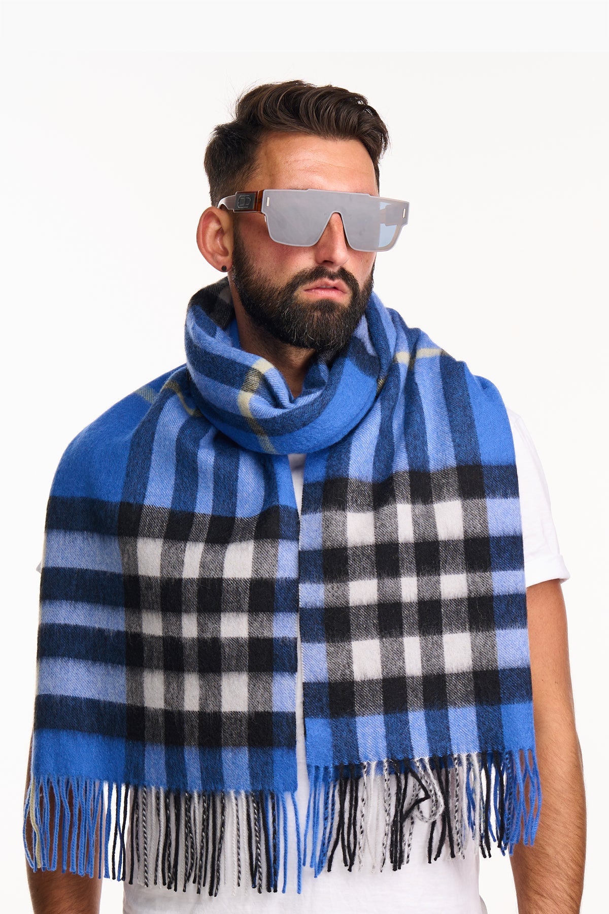 Lucchi Italy Scarf DC Check Oversized Wrap 100% Pure Lambswool