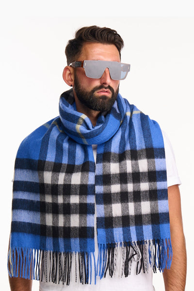 Lucchi Italy Scarf DC Check Oversized Wrap 100% Pure Lambswool
