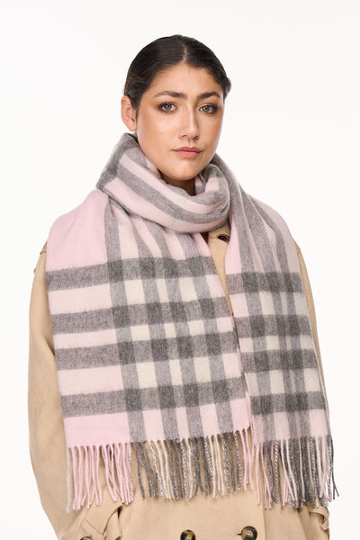 Lucchi Italy Scarf DC Check Oversized Wrap 100% Pure Lambswool