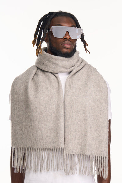 Lucchi Italy Plain Scarf Grey Oversized Wrap 100% Pure Lambswool