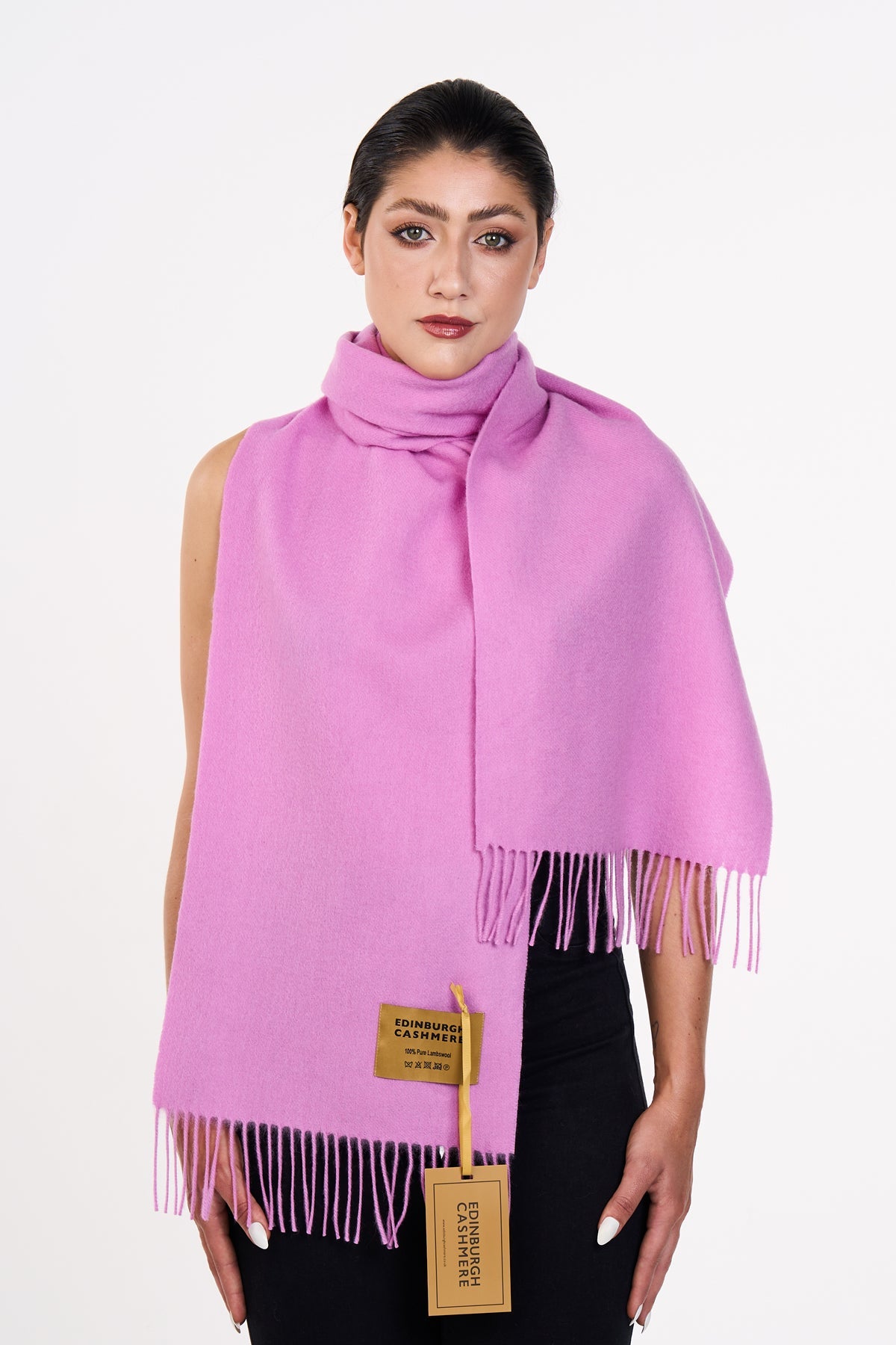 Lucchi Italy Scarf Plain Dark Pink 100% Pure Lambswool