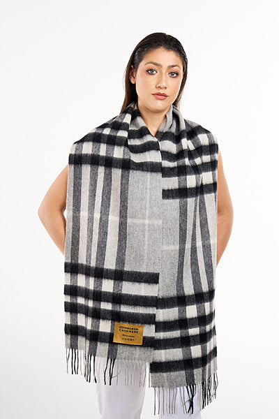 Lucchi Italy Cashmere Wool Scarf DC Check Luxury
