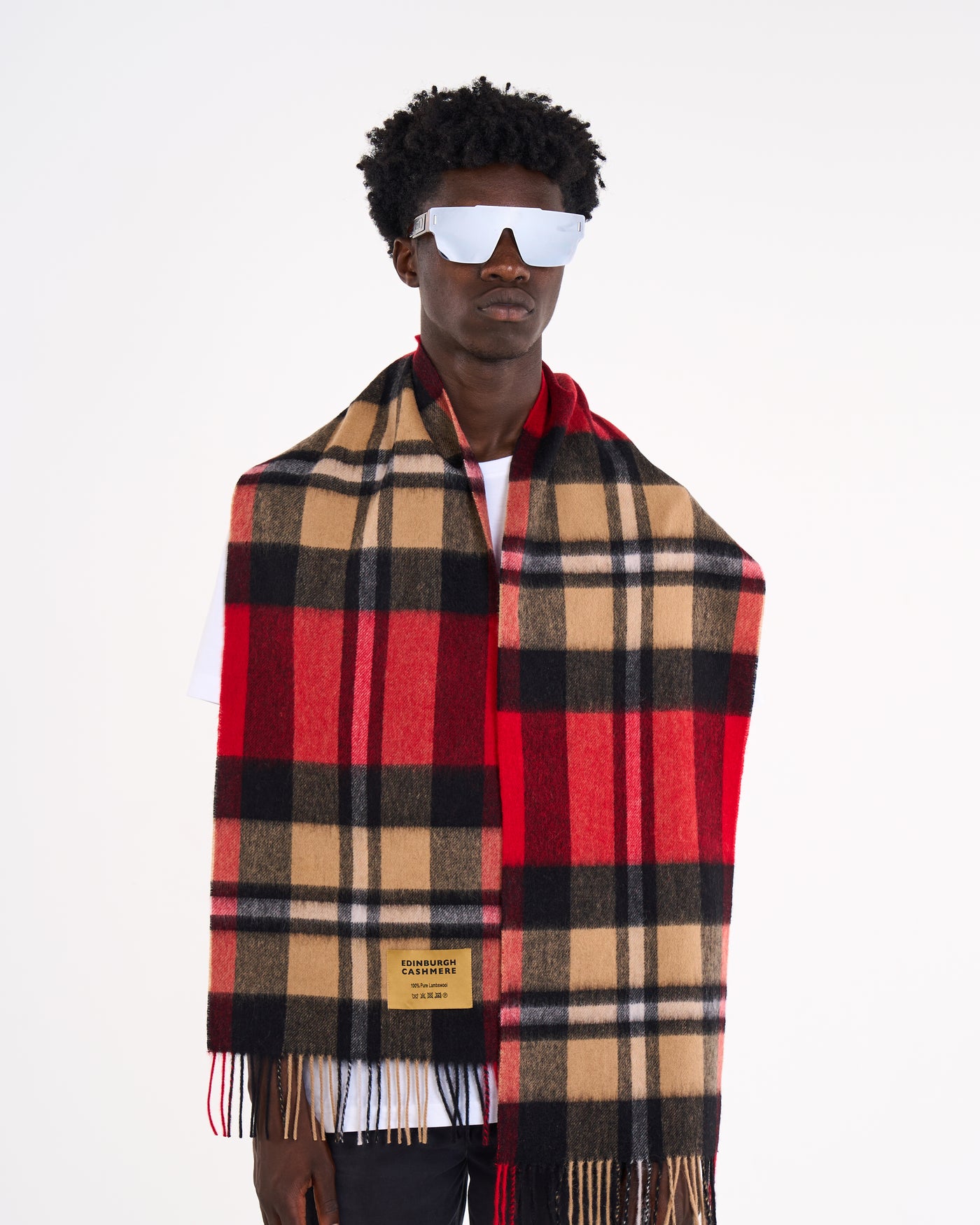 100% Pure Lambswool Scarf DC Scott Red