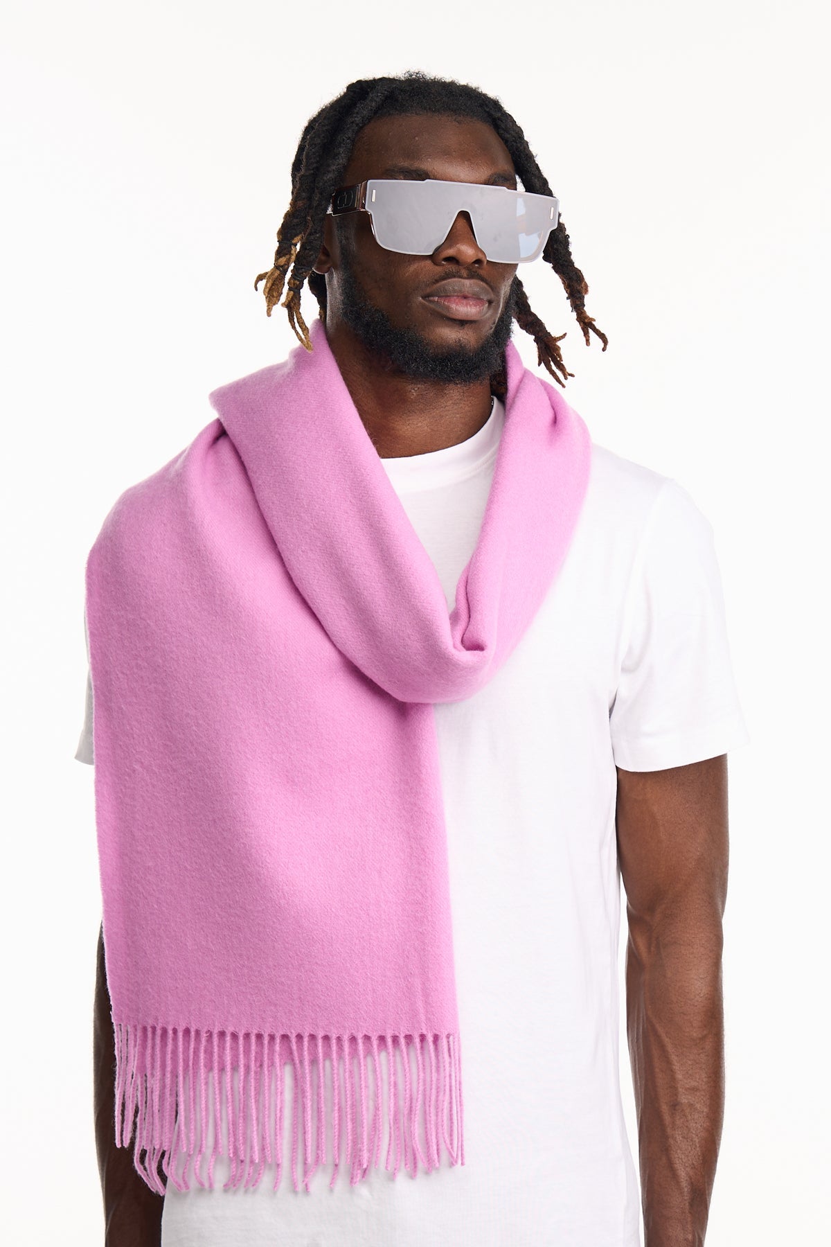 Lucchi Italy Plain Scarf Dark Pink Oversized Wrap 100% Pure Lambswool