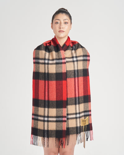 100% Pure Lambswool Scarf DC Scott Black/Red