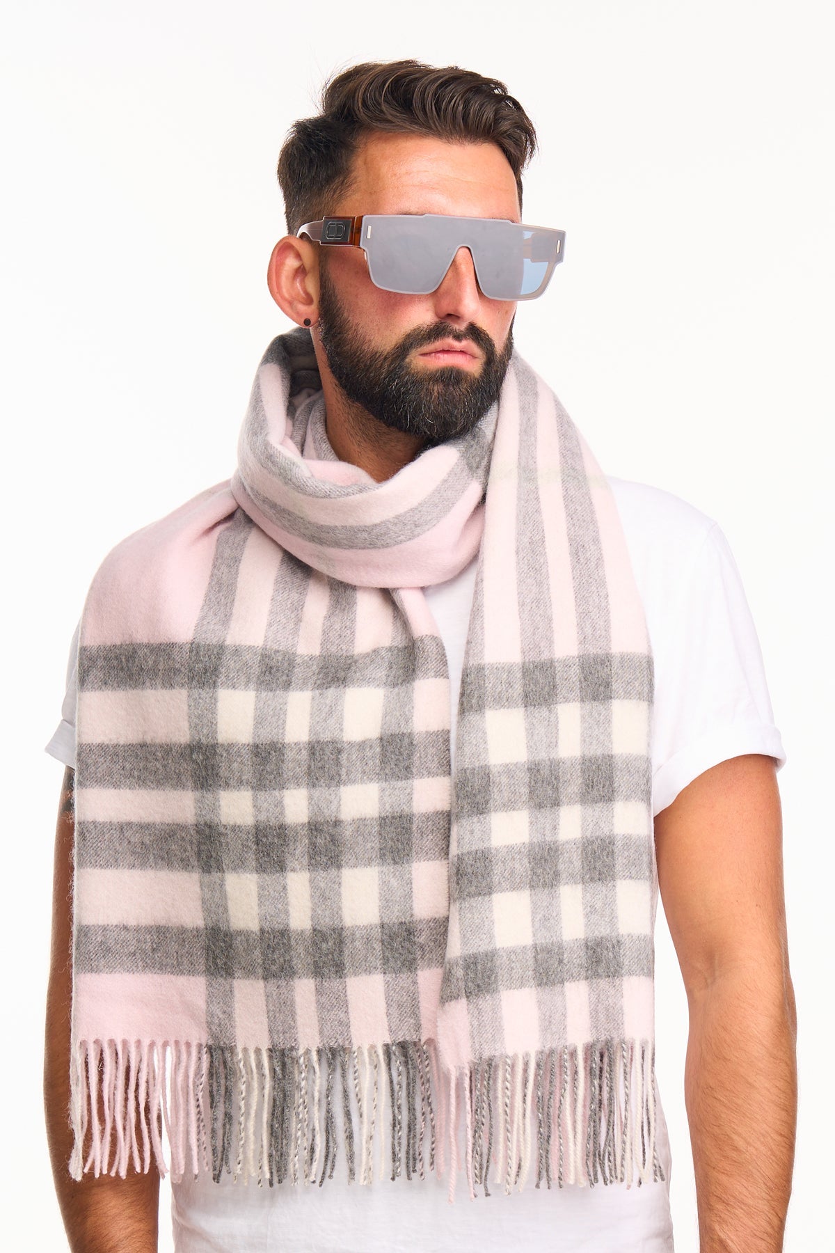 Lucchi Italy Scarf DC Check Oversized Wrap 100% Pure Lambswool