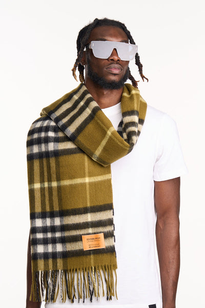 Lucchi Italy Scarf DC Classic Green Oversized Wrap 100% Pure Lambswool