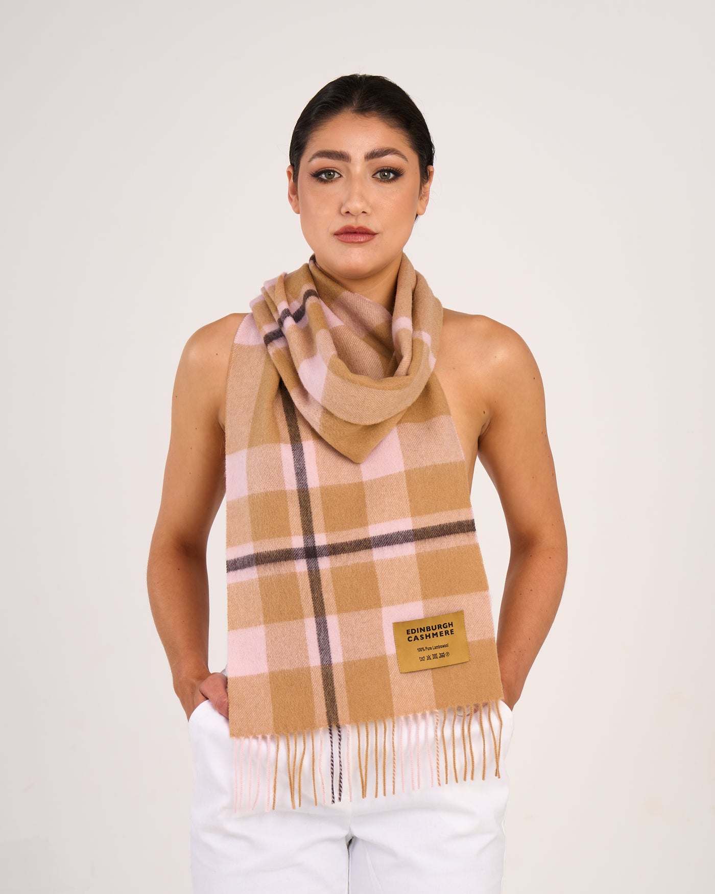 100% Pure Lambswool Scarf DC Camel