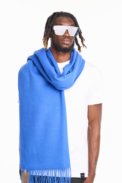 Lucchi Italy Plain Scarf Dark Blue Oversized Wrap 100% Pure Lambswool