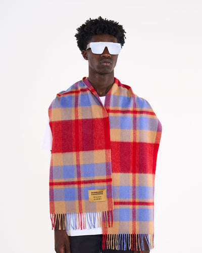 100% Pure Lambswool Scarf DC Scott Camel/Red