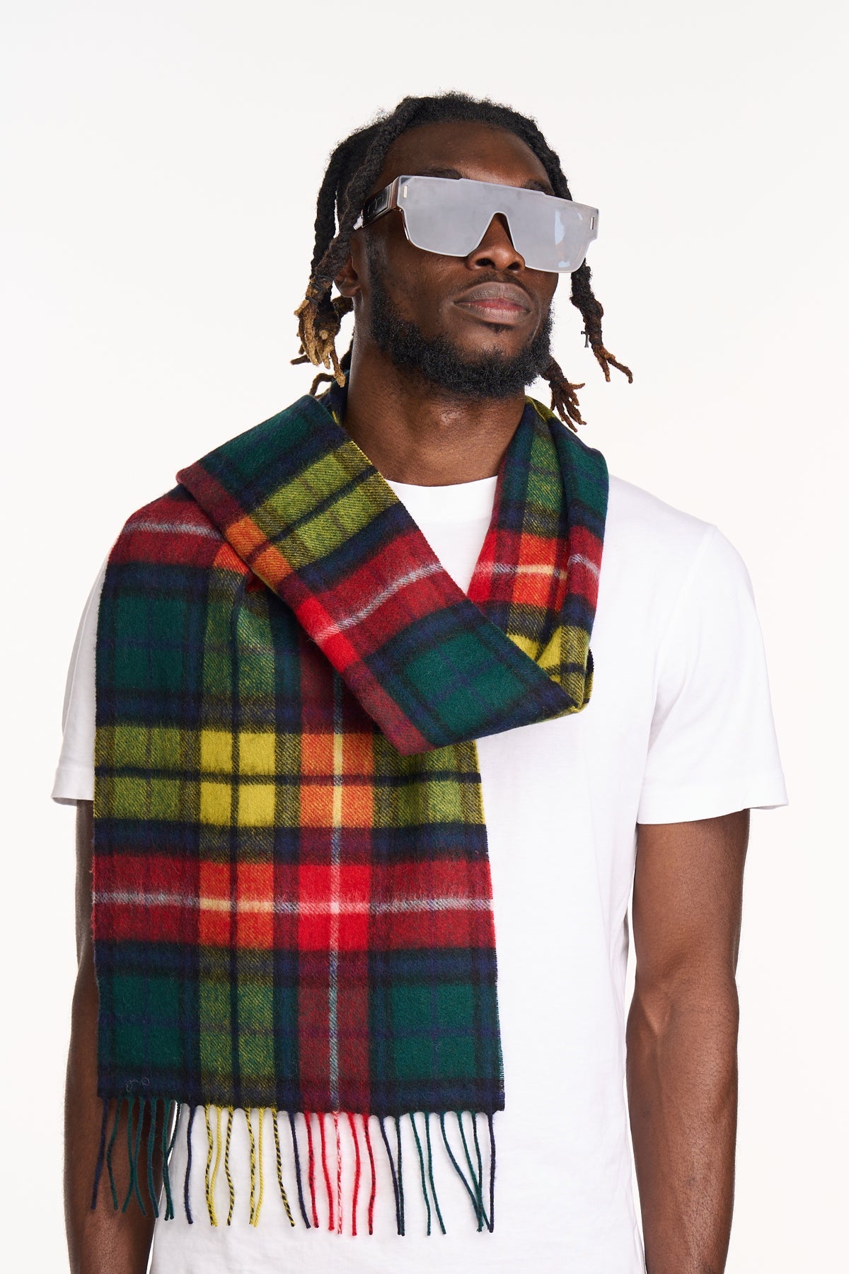 Lucchi Italy 100% Pure Cashmere Scarf Scottish Design Buchanan Tartan - Big Size