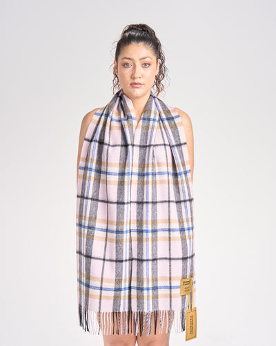 100% Pure Lambswool Scarf Thomson Camel/Light Grey