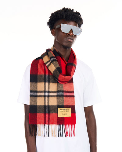 100% Pure Lambswool Scarf DC Red/Black