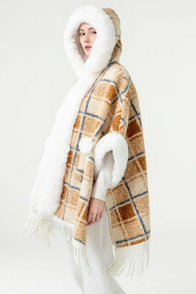 Lucchi Italy Women's Hooded Cape - Camel