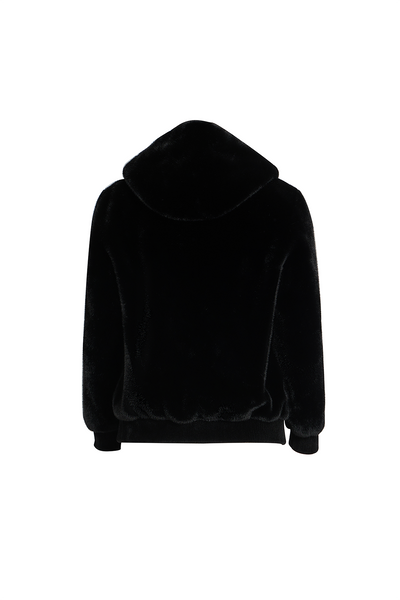 Lucchi Italy Men's Hooded Fur Jacket - Black