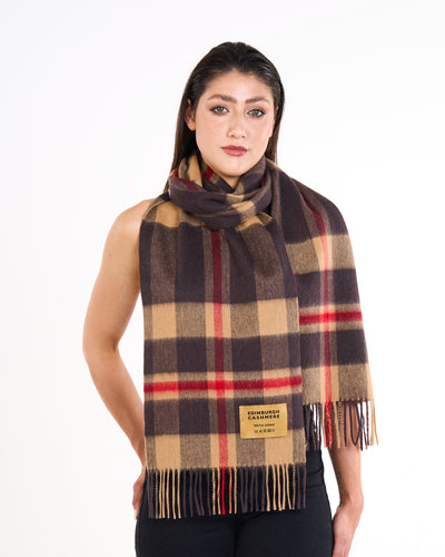 100% Pure Lambswool Scarf DC Camel/Black