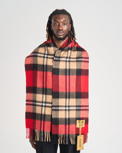 100% Pure Lambswool Scarf DC Red/Black