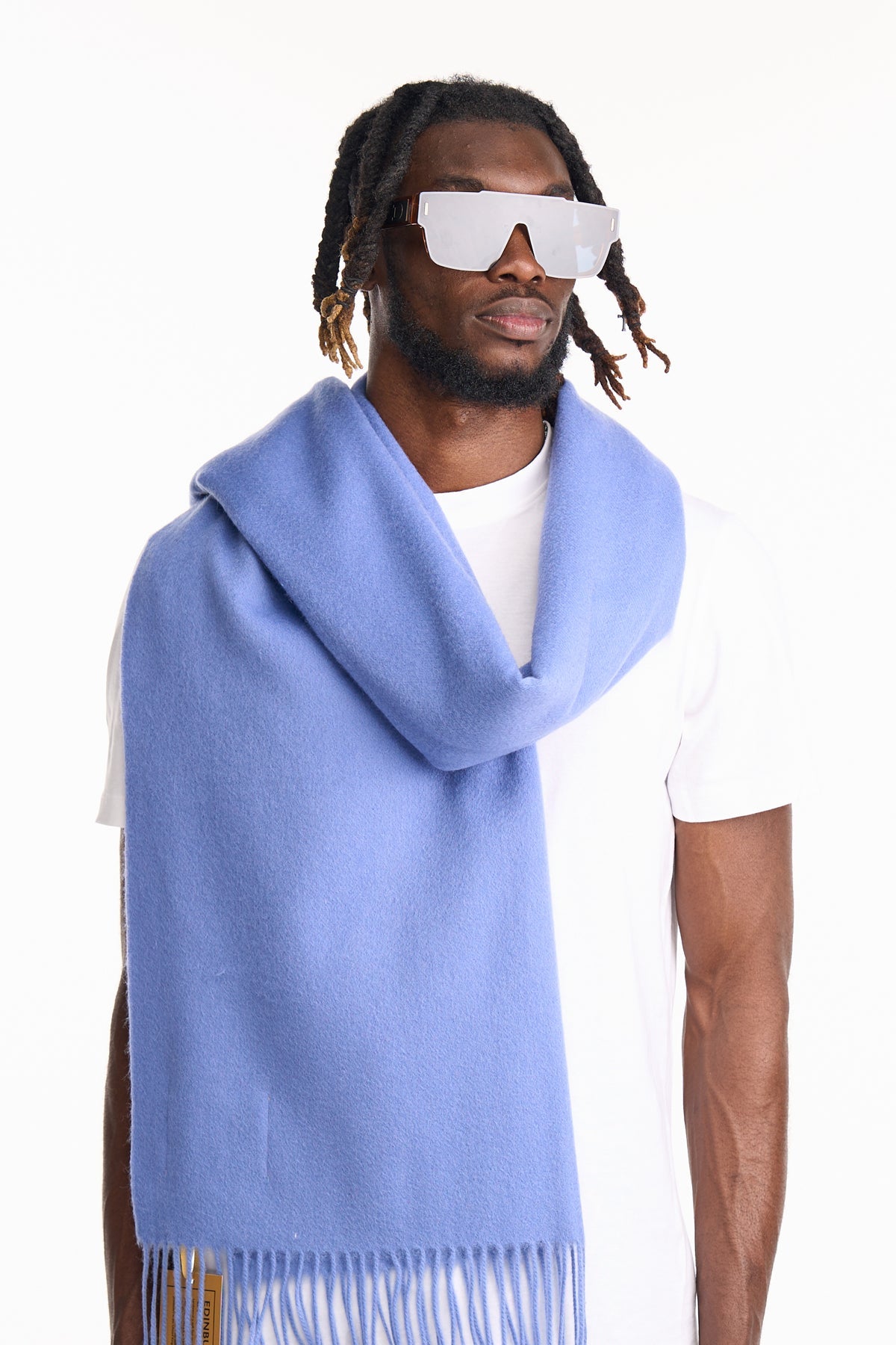 Lucchi Italy Plain Scarf Light Blue Oversized Wrap 100% Pure Lambswool