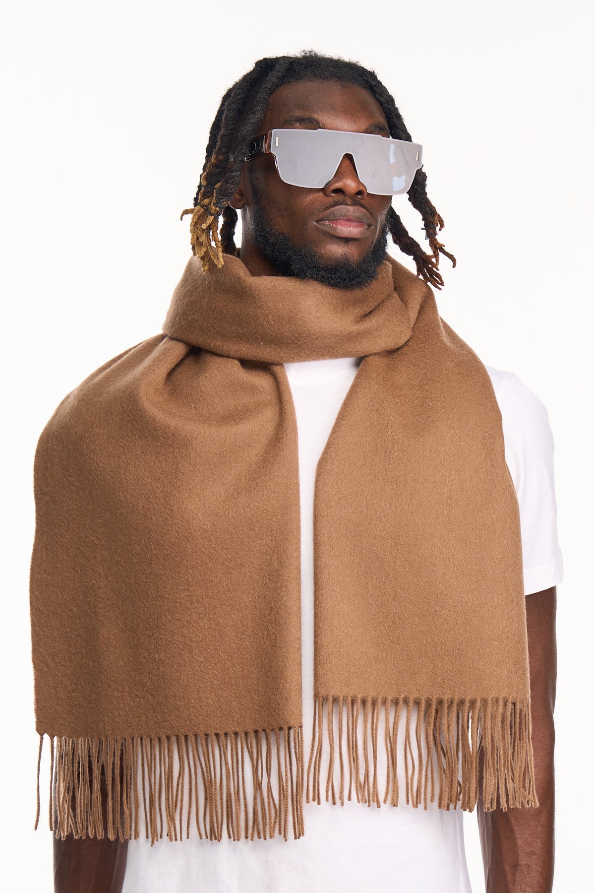 Lucchi Italy Plain Scarf Brown Oversized Wrap 100% Pure Lambswool