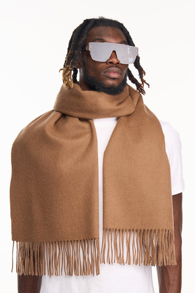 Lucchi Italy Plain Scarf Brown Oversized Wrap 100% Pure Lambswool