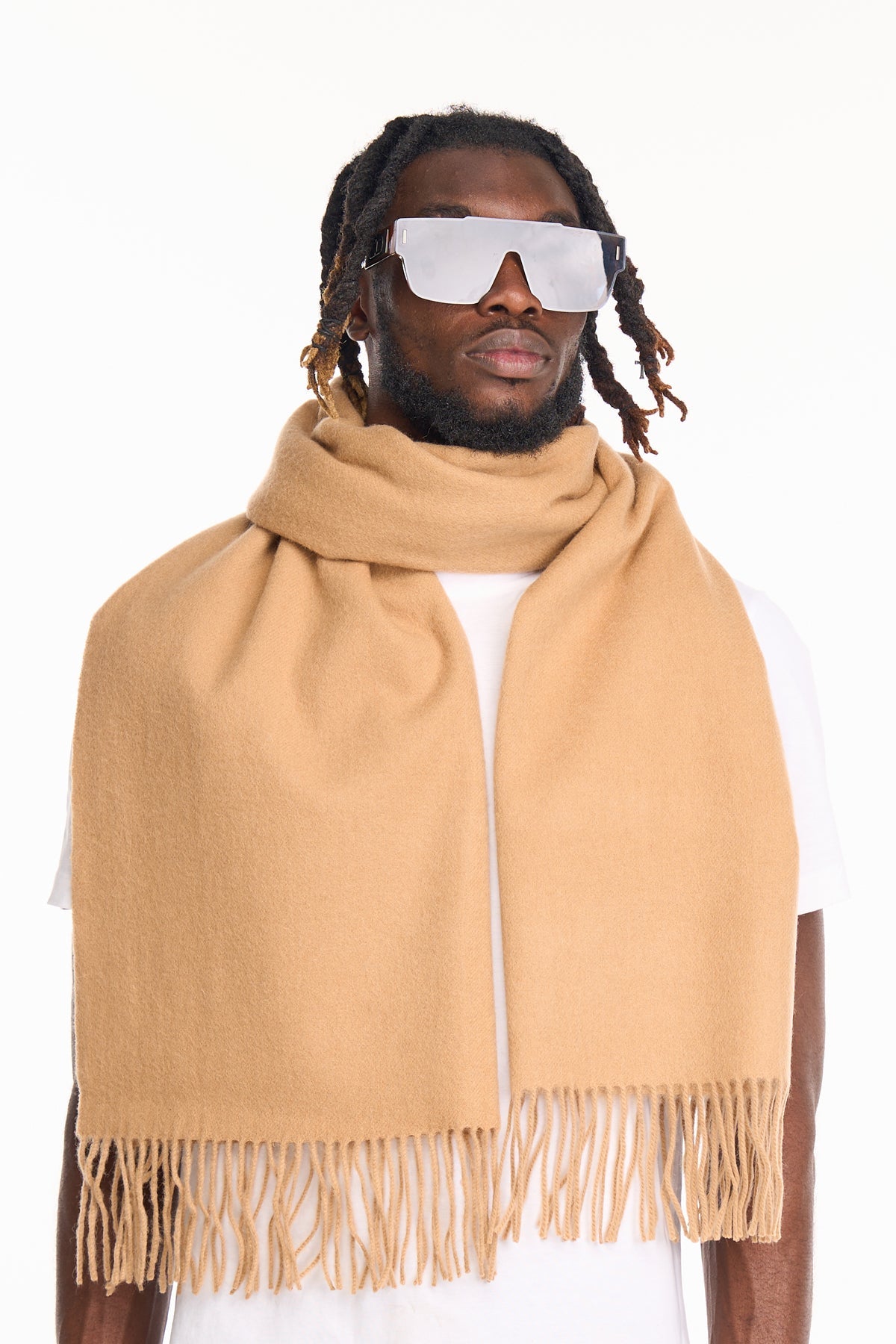 Lucchi Italy Plain Scarf Camel Oversized Wrap 100% Pure Lambswool
