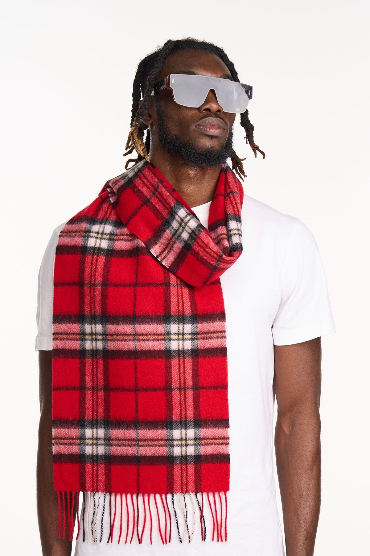 Lucchi Italy 100% Pure Cashmere Scarf Scottish Thomson Red Check Design