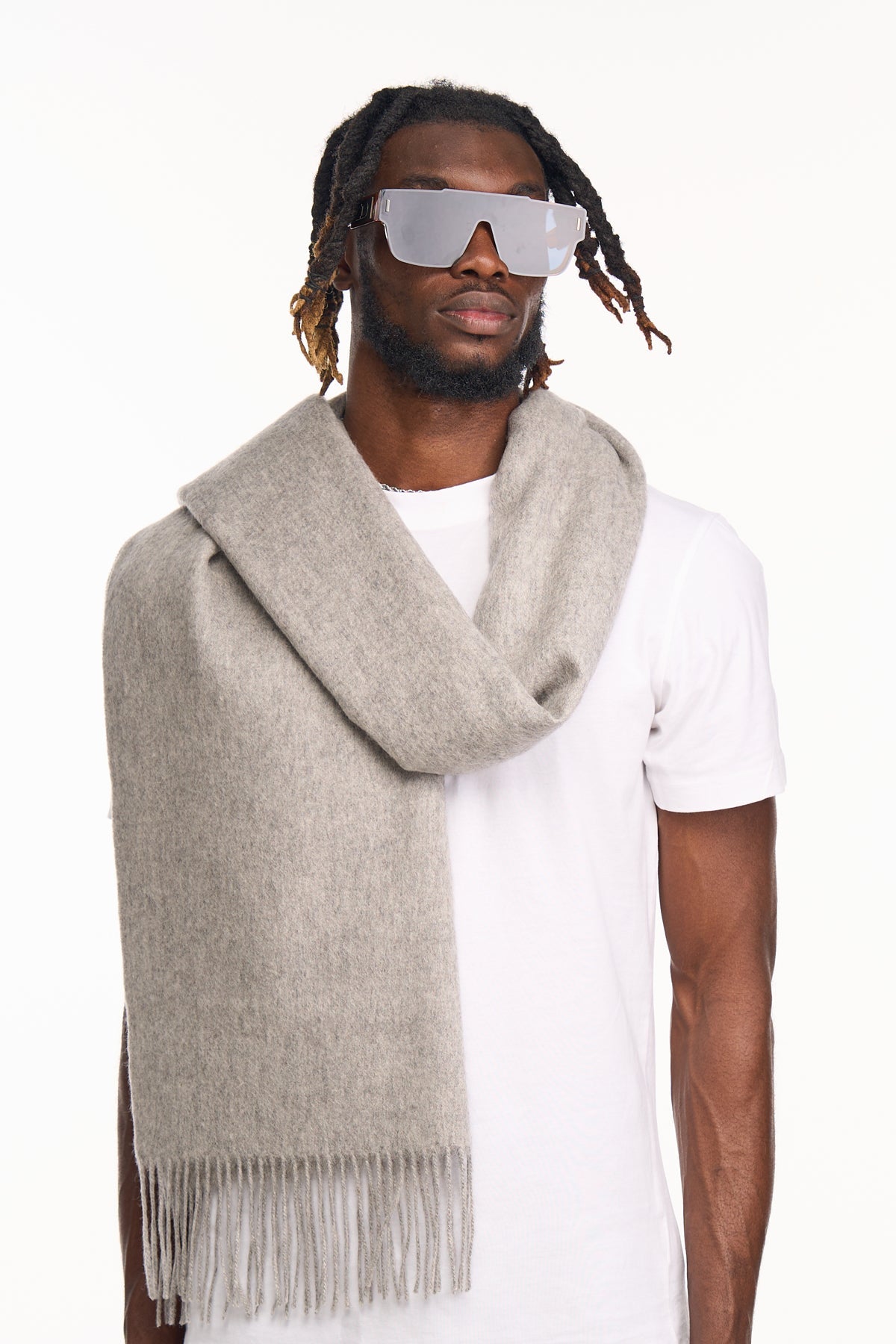 Lucchi Italy Plain Scarf Grey Oversized Wrap 100% Pure Lambswool