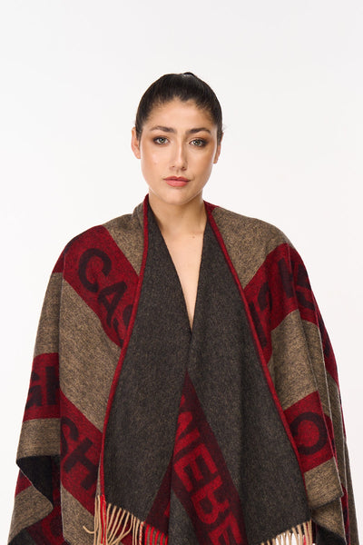 Lucchi Italy Edinburgh Red Cape 100% Pure Lambswool