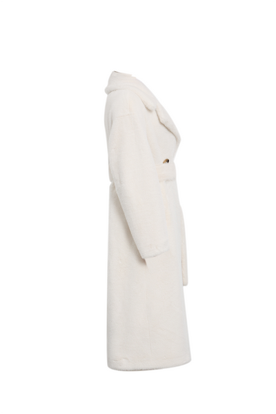 Lucchi Italy Women's Fur Long Coat - White