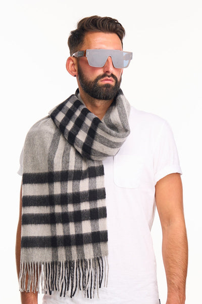 Lucchi Italy Scarf DC Check Oversized Wrap 100% Pure Lambswool