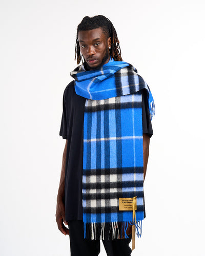 100% Pure Lambswool DC Check Dark Blue Scarf