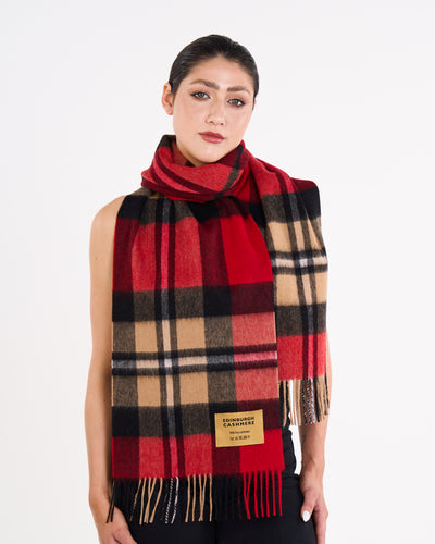 100% Pure Lambswool Scarf DC Red/Black