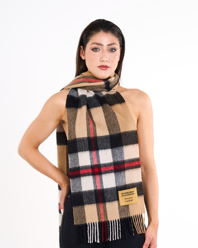 100% Pure Lambswool Scarf DC Camel/Black