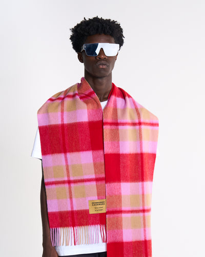 100% Pure Lambswool Scarf Red/Camel